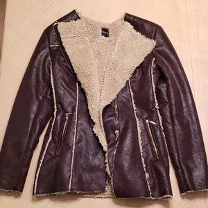 RAMPAGE Sherpa lined Faux Brown Leather Jacket